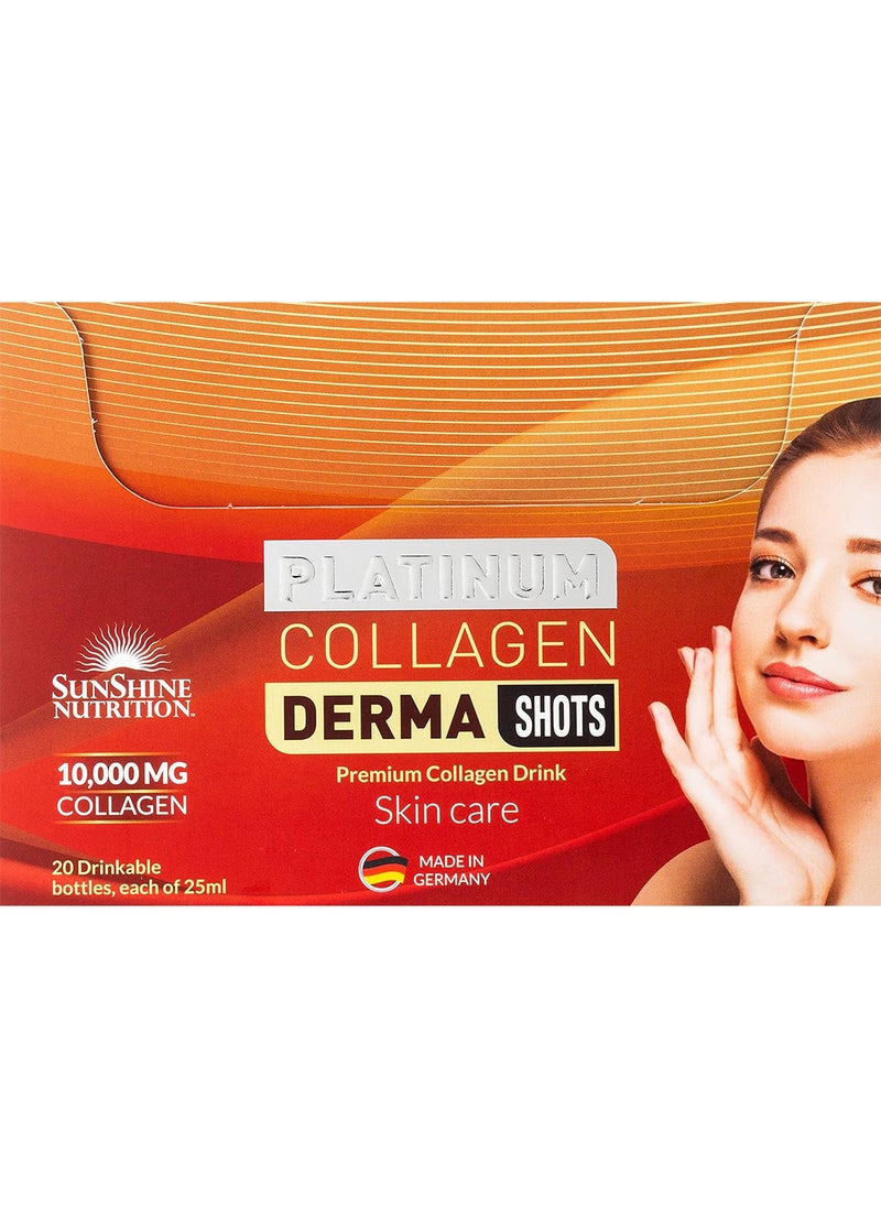 SUNSHINE NUTRITION - Platinum Collagen Derma Shots Strawberry Flavor Skin Care 10000 Mg Collagen Sugar Free 20 Shots 500Ml - Image 1