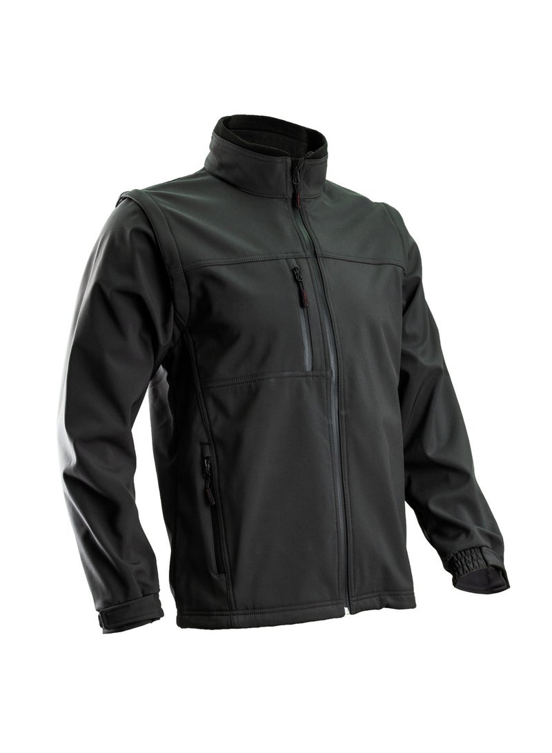 COVERGUARD Work Softshell Jacket 2-in-1 – Coverguard YANG | 5YAND – Black, Waterproof & Breathable 3-Layer Jacket with Removable Sleeves, Waterproof Zips & Concealed Hood - Image 1