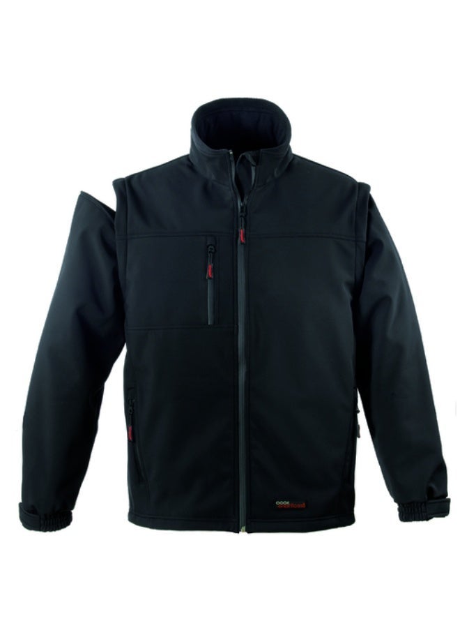 COVERGUARD Work Softshell Jacket 2-in-1 – Coverguard YANG | 5YAND – Black, Waterproof & Breathable 3-Layer Jacket with Removable Sleeves, Waterproof Zips & Concealed Hood - Image 3