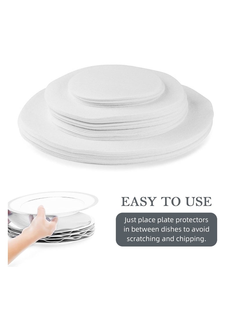 SYOSI Felt Plate Storage Dividers Protectors, 36 Pack Felt Round Plate Separators Pads Dish Storage Protectors Pads with 3 Sizes, Dish Storage Protectors Pads for Packing Stacking Cookware, White  - Image 5