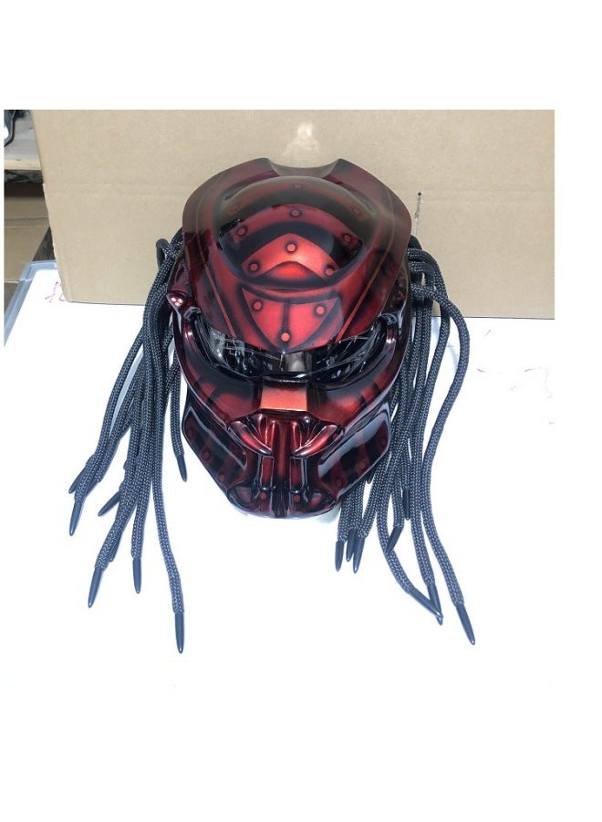 Fangs-wasp Red And Black Internet Celebrity Popular Iron Warrior Helmet Motorcycle Harley Retro Motorcycle Cool Full-face Helmet Dot Ece Certification