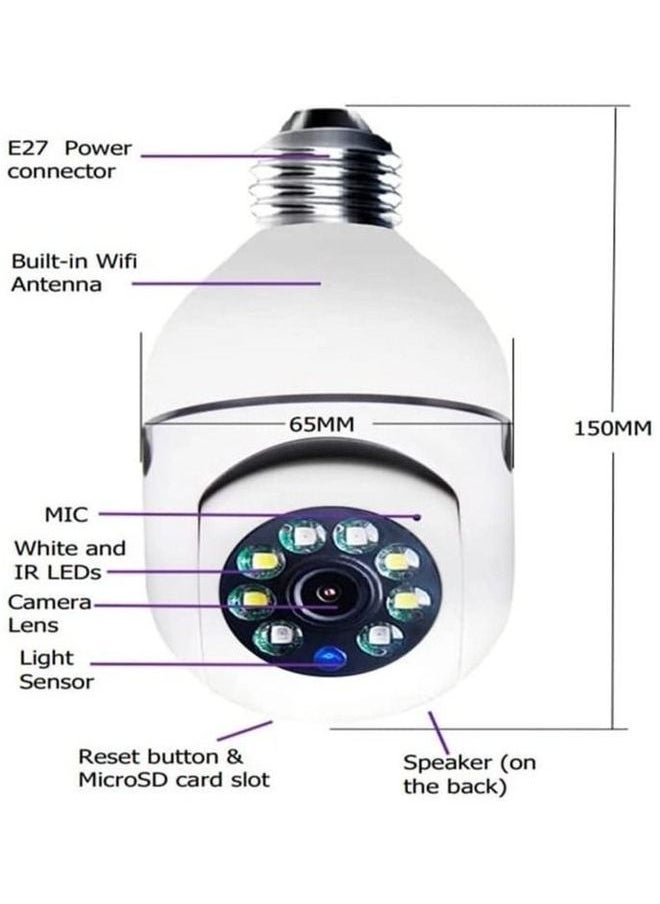  BOUNDS - 2Pcs Light Bulb Security Camera 2.4GHz & 5G WiFi Outdoor, 1080P E27 Light Socket Security Camera, Indoor 360° Home Security Cameras - Image 1