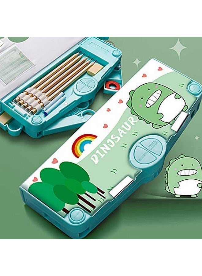 ماجيك واند صندوق أقلام مغناطيسي متعدد الطبقات متعدد الوظائف يعمل بأزرار Magicwand® للأطفال مع أزرار أوتوماتيكية 【عبوة من قطعة واحدة】【أخضر ديناصور】 - Image 5