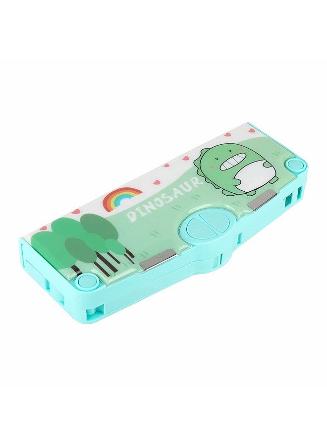 ماجيك واند صندوق أقلام مغناطيسي متعدد الطبقات متعدد الوظائف يعمل بأزرار Magicwand® للأطفال مع أزرار أوتوماتيكية 【عبوة من قطعة واحدة】【أخضر ديناصور】 - Image 1