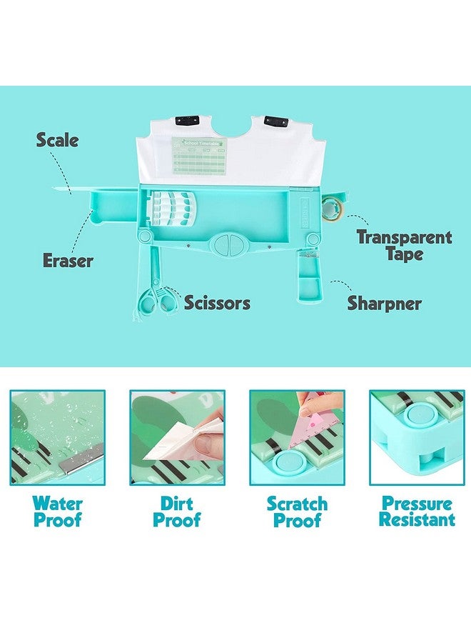 ماجيك واند صندوق أقلام مغناطيسي متعدد الطبقات متعدد الوظائف يعمل بأزرار Magicwand® للأطفال مع أزرار أوتوماتيكية 【عبوة من قطعة واحدة】【أخضر ديناصور】 - Image 2