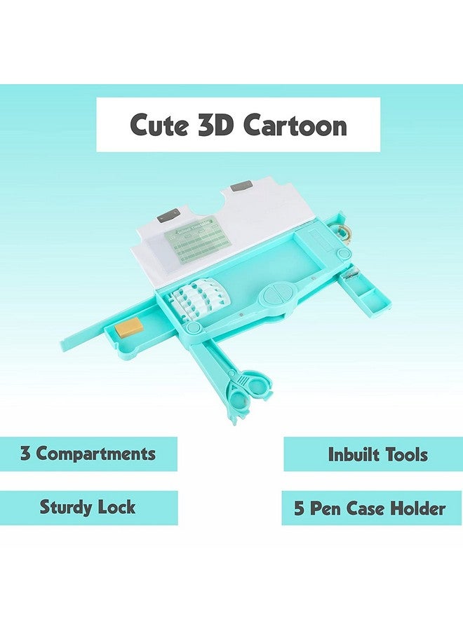 ماجيك واند صندوق أقلام مغناطيسي متعدد الطبقات متعدد الوظائف يعمل بأزرار Magicwand® للأطفال مع أزرار أوتوماتيكية 【عبوة من قطعة واحدة】【أخضر ديناصور】 - Image 4