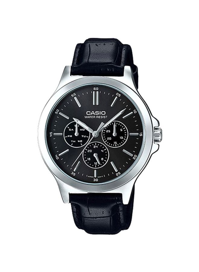 CASIO Men Leather Analog Wrist Watch MTP-V300L-1A - 42 mm - Black - Image 1
