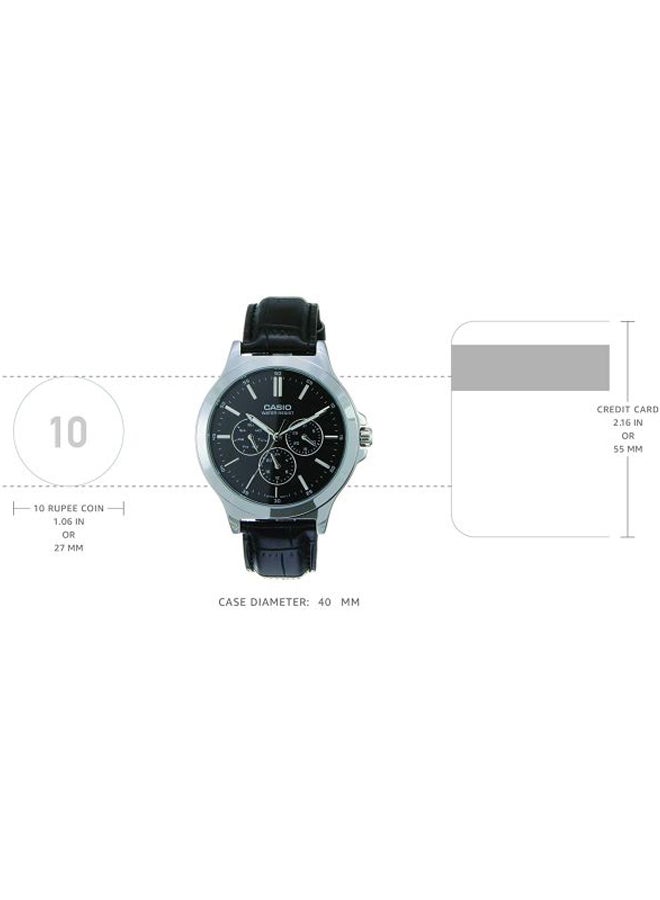 CASIO Men Leather Analog Wrist Watch MTP-V300L-1A - 42 mm - Black - Image 5