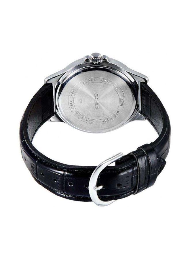 CASIO Men Leather Analog Wrist Watch MTP-V300L-1A - 42 mm - Black - Image 2