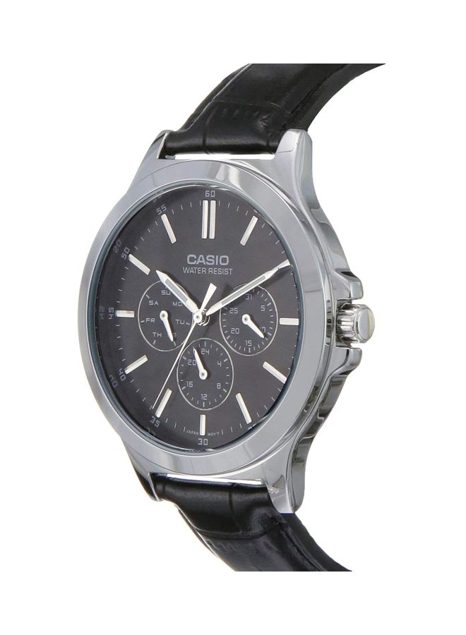 CASIO Men Leather Analog Wrist Watch MTP-V300L-1A - 42 mm - Black - Image 4