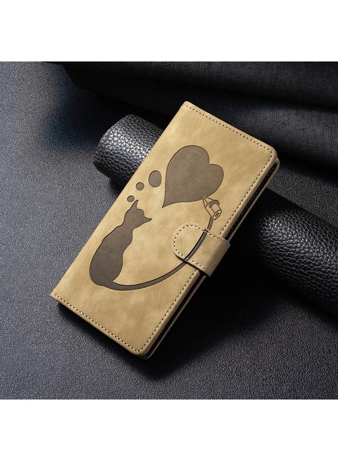 S-TOP Case For Samsung Galaxy S23 Ultra 5G Pen Heart Cat Embossed Leather Phone Case - Image 2