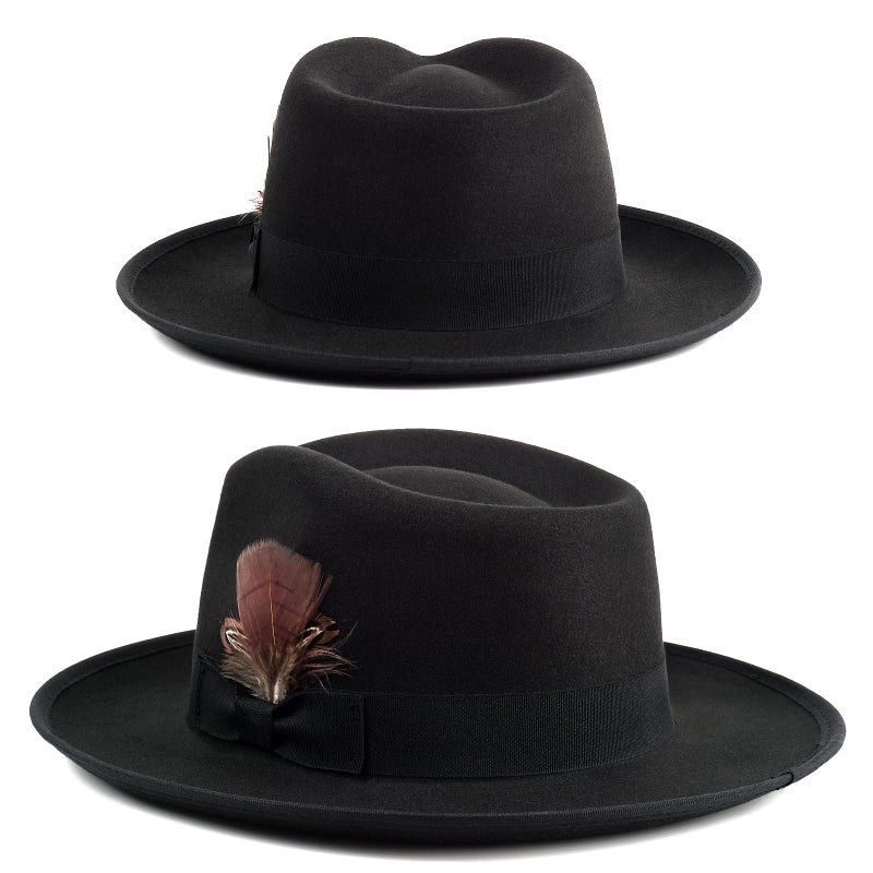 FADACHY Fedora Hats for Men & Women Wide Brim Felt Hat Trilby Panama Dress Hats Black Fedora, L-XL - Image 5