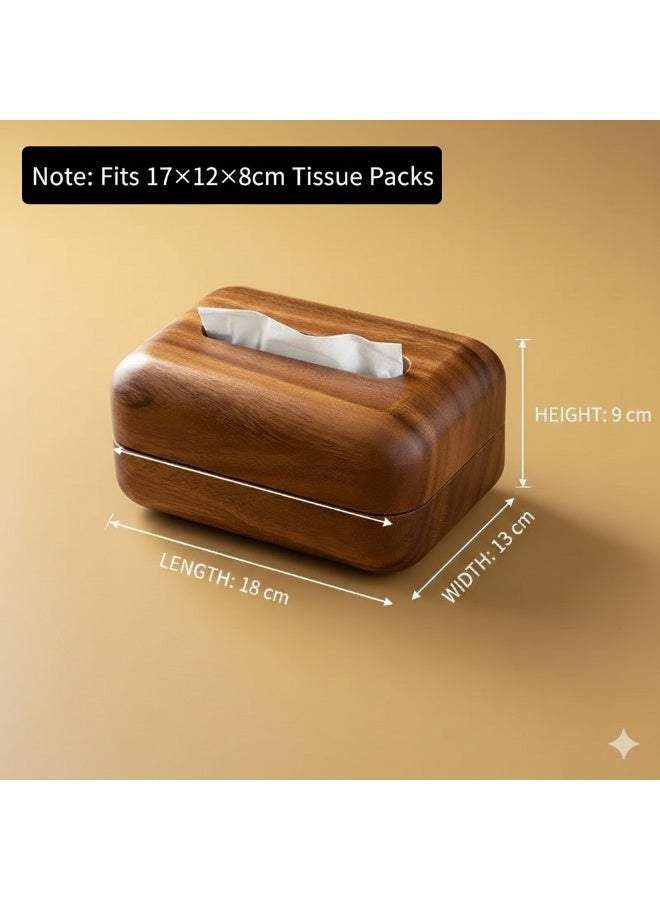 Raw Wood Tissue Box Cover (18×13×9cm) ,  Fits 17×12×8cm Small Square Tissue Packs | Decorative Facial Tissue Box Organizer - Image 2