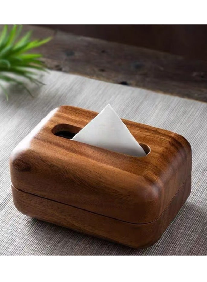 Raw Wood Tissue Box Cover (18×13×9cm) ,  Fits 17×12×8cm Small Square Tissue Packs | Decorative Facial Tissue Box Organizer - Image 3