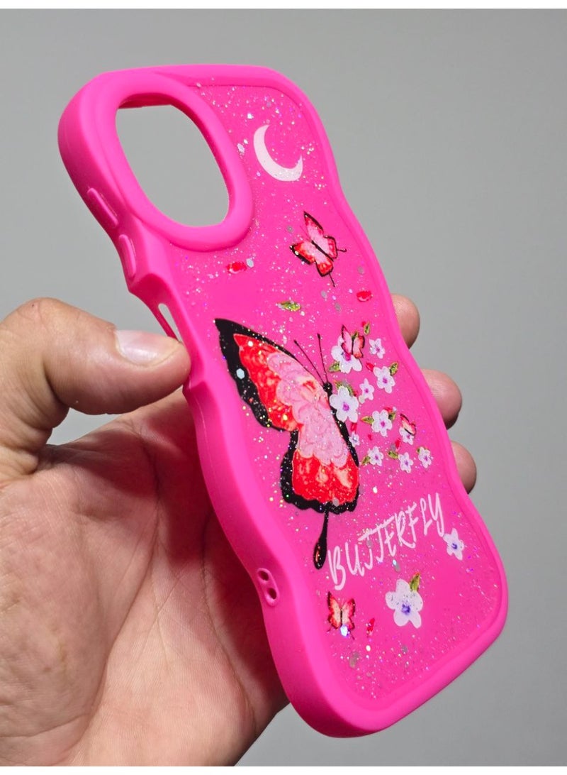 غطاء خلفي مطبوع عليه فراشه و مكتوب عليه Butterfly متوافق  مع هاتف سامسونج جلاكسي A12 - Image 2