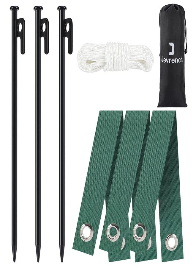 Jevrench Tree Stake Kits, Heavy Duty Tree Stakes and Supports Kits for Young Trees Against Bad Weather, 3 Pcs Tree Stake, 3 Pcs Tree Straps, 32.8 FT Rope - Image 1