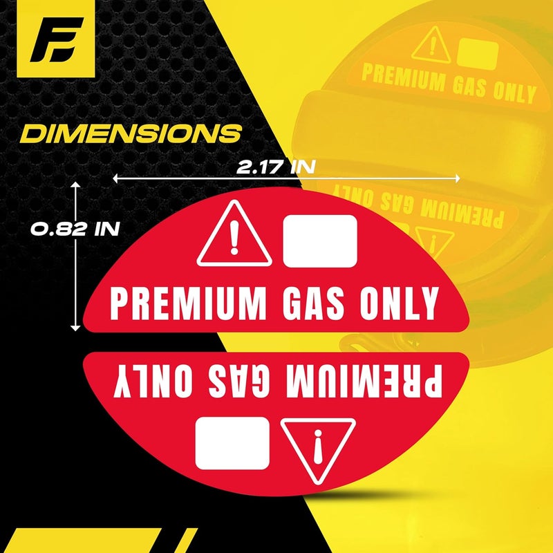 Fuel Stickers Premium Gas Only Sticker - 93, 91 Octane Sticker for Fuel Caps on Sports and Race Cars, Import and Domestic Vehicles - Weather Proof, Extreme Stick, Premium Only by Fuel Stickers - USA Made (1 Pair) - Image 5