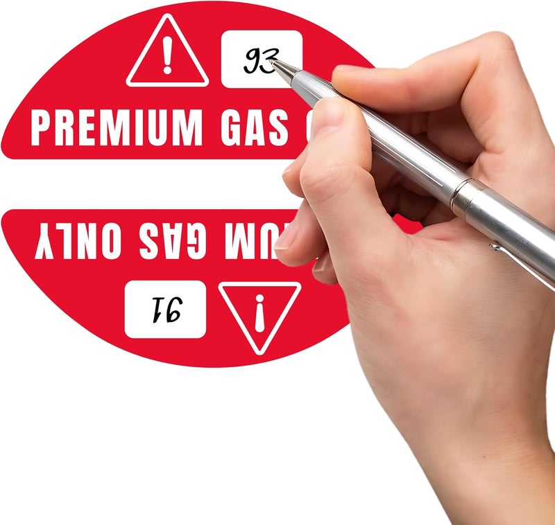 Fuel Stickers Premium Gas Only Sticker - 93, 91 Octane Sticker for Fuel Caps on Sports and Race Cars, Import and Domestic Vehicles - Weather Proof, Extreme Stick, Premium Only by Fuel Stickers - USA Made (1 Pair) - Image 2