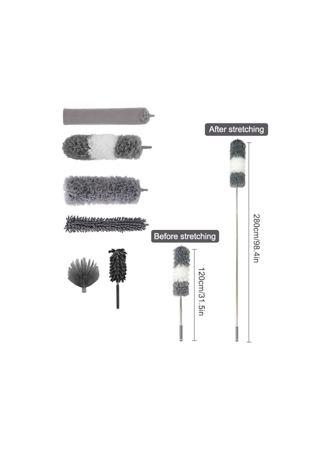 promass Microfiber Dust Brush, Duster Kit with Extension Pole, Removable and Washable Fiber Brush Hand Dust Cleaning Gap dust for Ceiling Fan, High Ceiling, Blinds, Furniture, Cars (7 pcs) - Image 2