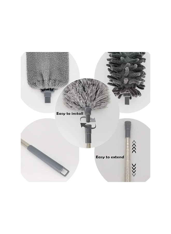 promass Microfiber Dust Brush, Duster Kit with Extension Pole, Removable and Washable Fiber Brush Hand Dust Cleaning Gap dust for Ceiling Fan, High Ceiling, Blinds, Furniture, Cars (7 pcs) - Image 3