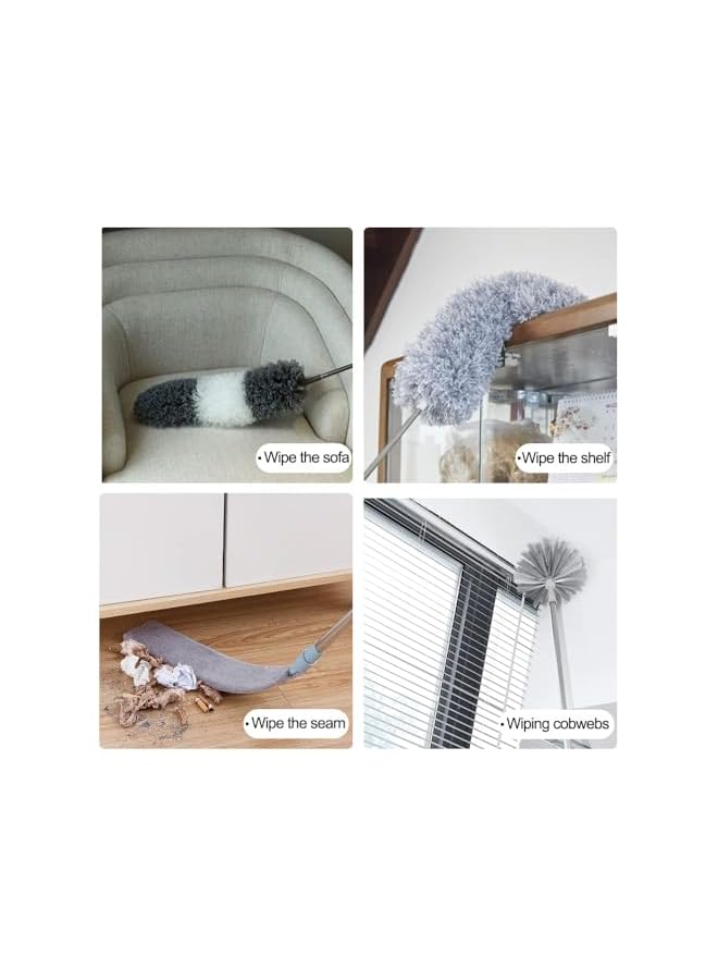 promass Microfiber Dust Brush, Duster Kit with Extension Pole, Removable and Washable Fiber Brush Hand Dust Cleaning Gap dust for Ceiling Fan, High Ceiling, Blinds, Furniture, Cars (7 pcs) - Image 5