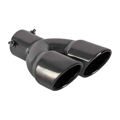 OtpOutopa Dual Exhaust Tip 25 inch Inlet Universal Car Exhaust Pipe Tail Throat Tail Pipe Stainless Steel Y Pipe Adjustable Car Thickened Muffler Slant Cut Tip StraightBlack Paint
