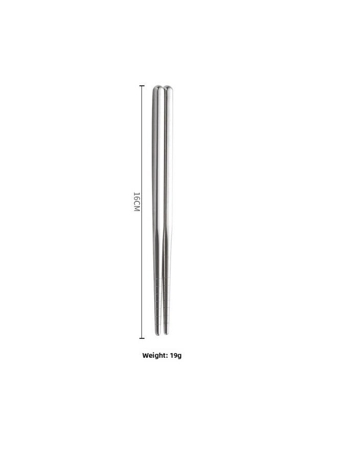 304 Stainless Steel Children's Chopsticks Round Square Chopsticks Household Hotel Children's Non-slip Public Chopsticks Portable Tableware Wholesale-Color:Cloth Wheel 304 Children's Chopsticks-7.5mm-Specifications:16CM - Image 1
