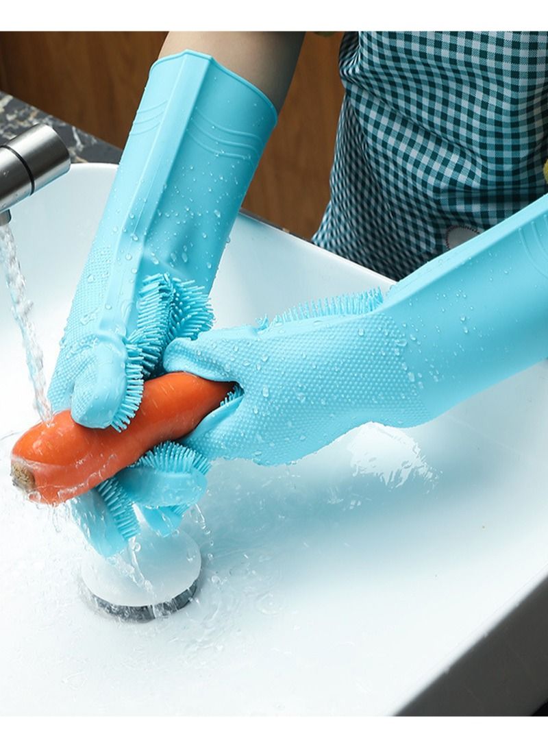 4-Piece Multifunctional Thick Heat Resistant Silicone Cleaning Gloves Home Dish Washing Car Cleaning Pet Hair Grooming Gloves