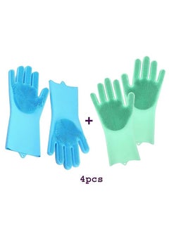 AGD 4-Piece Multifunctional Thick Heat Resistant Silicone Cleaning Gloves Home Dish Washing Car Cleaning Pet Hair Grooming Gloves  - Image 1