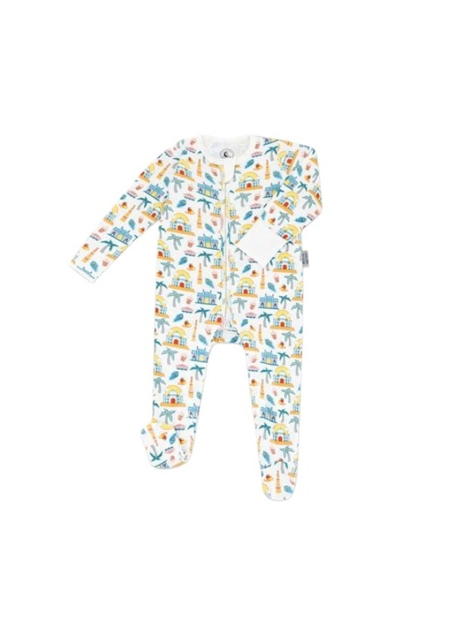 Lullaby Bloom Premium 100% Certified Organic Cotton Baby Newborn Essential Infant Peek-a-Boo Sleepsuit Romper for Baby Girls and Boys Unisex India - 0-3 Months - Image 1