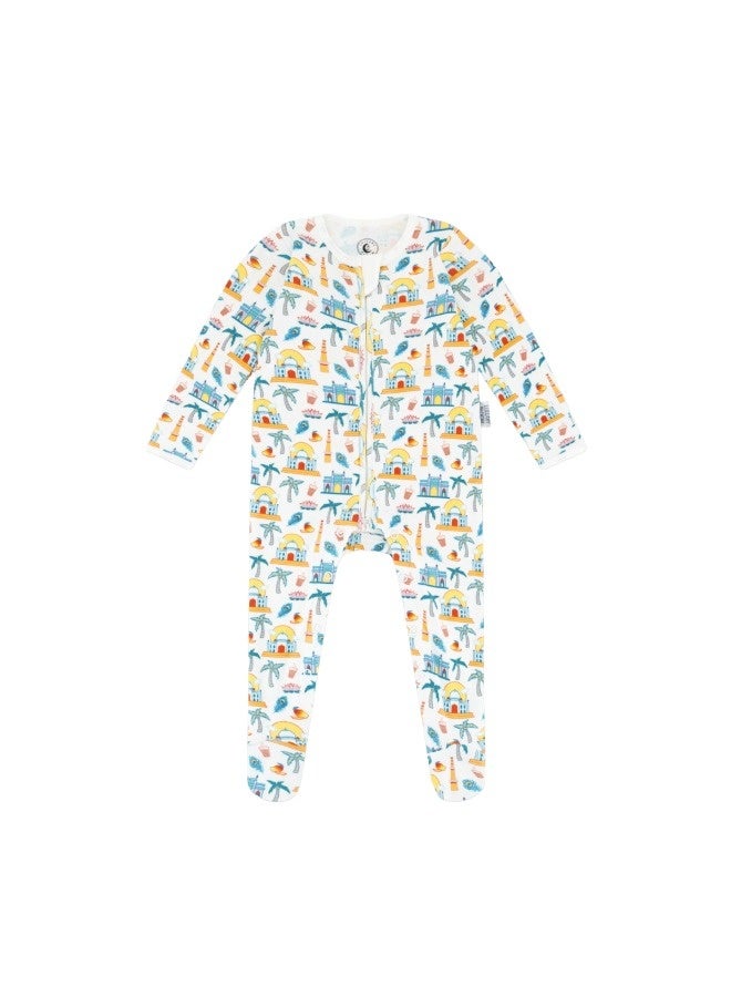 Lullaby Bloom Premium 100% Certified Organic Cotton Baby Newborn Essential Infant Peek-a-Boo Sleepsuit Romper for Baby Girls and Boys Unisex India - 0-3 Months - Image 2