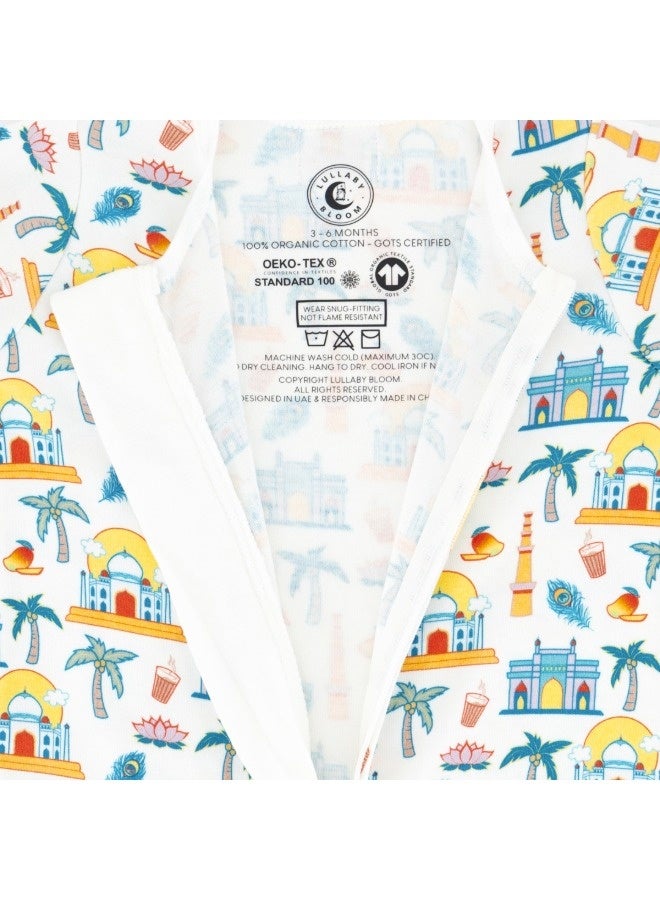 Lullaby Bloom Premium 100% Certified Organic Cotton Baby Newborn Essential Infant Peek-a-Boo Sleepsuit Romper for Baby Girls and Boys Unisex India - 0-3 Months - Image 4