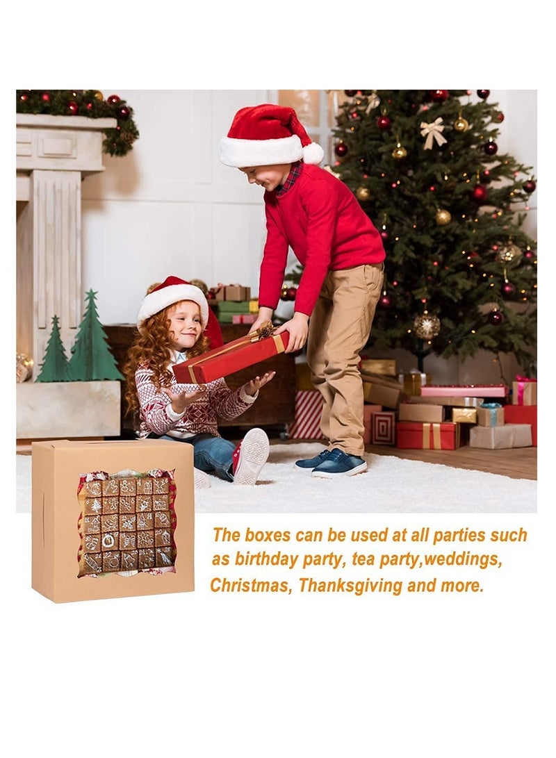 Excefore Cake Box,Brown Cookie Boxes with PVC Window Paper Bakery Boxes Pastry Boxes Cupcake Boxes, for Pies, Donuts, Cookies and Muffins, Small Natural Craft Paper Box (20 Pieces , 4 x 4 x 2.5 Inches) - Image 3