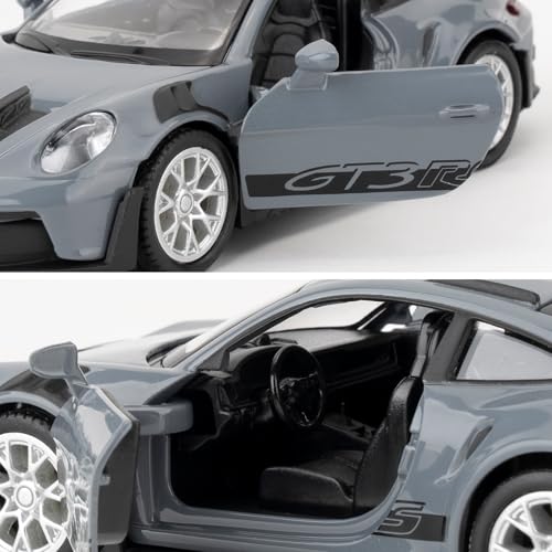 RMZ City 1:36 Scale Porsche 911 GT3 RS Car Model, Diecast Pull Back Vehicles, Model Toy Cars, Doors Open, Collection Kids Toy for Aged 3 and up, Gift Gray - Image 4
