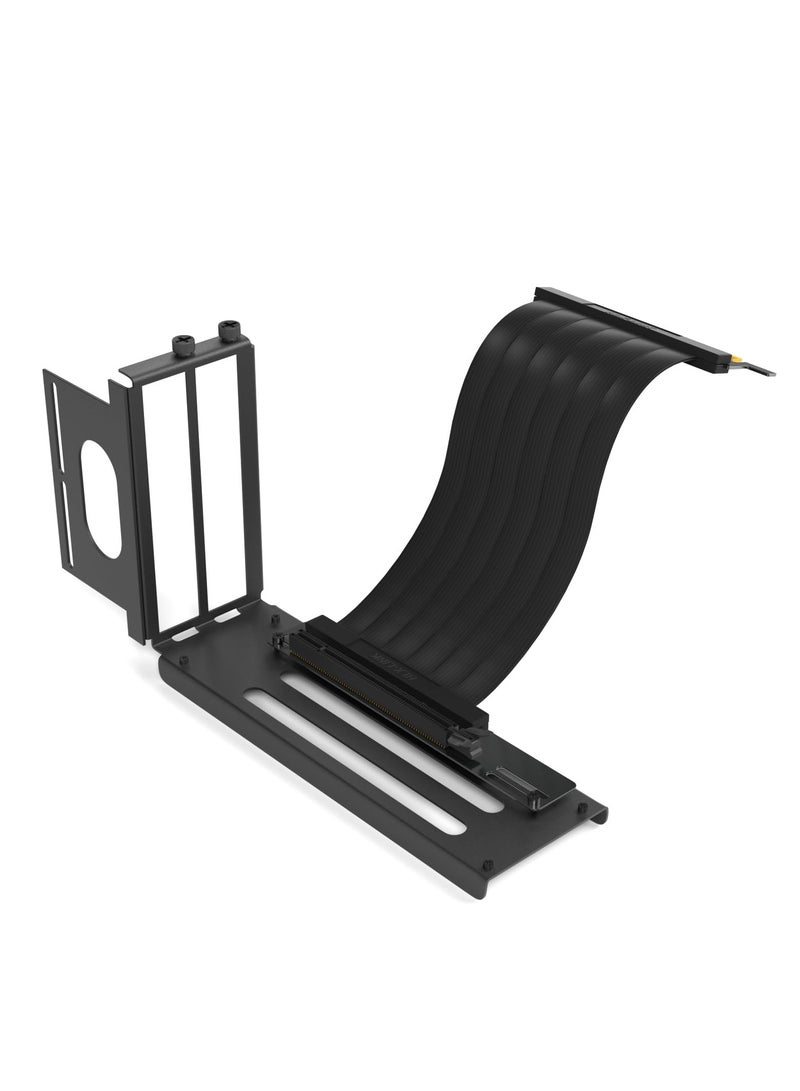 KASTWAVE Vertical GPU Mounting Bracket Graphics Card Holder Kit, GPU Mount with PCIE Riser Cable 90 Degree Right Angle 20cm  PCIE 3.0 Black - Image 1