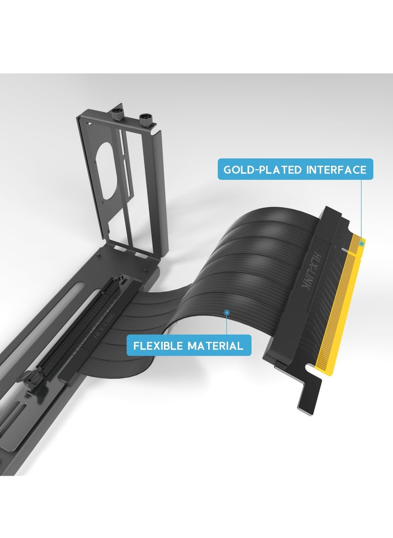 KASTWAVE - Vertical GPU Mounting Bracket Graphics Card Holder Kit, GPU Mount with PCIE Riser Cable 90 Degree Right Angle 20cm  PCIE 3.0 Black - Image 1