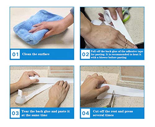 MEZON Caulk Tape Self Adhesive Sealing Caulk Strip Waterproof Repair Strip for Bathtub Kitchen Sink Basin Edge Shower Toilet and Wall Mildew Sealing Tape(1.5Inch Width x 10.5Feet Length) - Image 5
