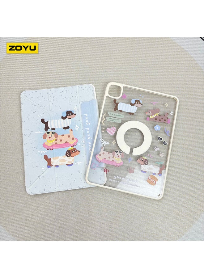 Zoyu Detachable Protective Case For Ipad Mini 7/6, Y-Fold Double-Sided Magnetic Rotating Anti-Bend Hard Shell, Tablet Protective Case - Mint Sausage - Image 1