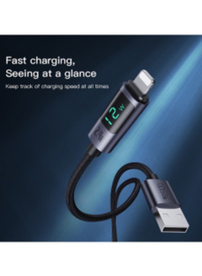 Yesido CA122L 1.2Meter 12W LED Indicator Nylon braided USB To Lightning Fast Charge Data Cable - Image 2