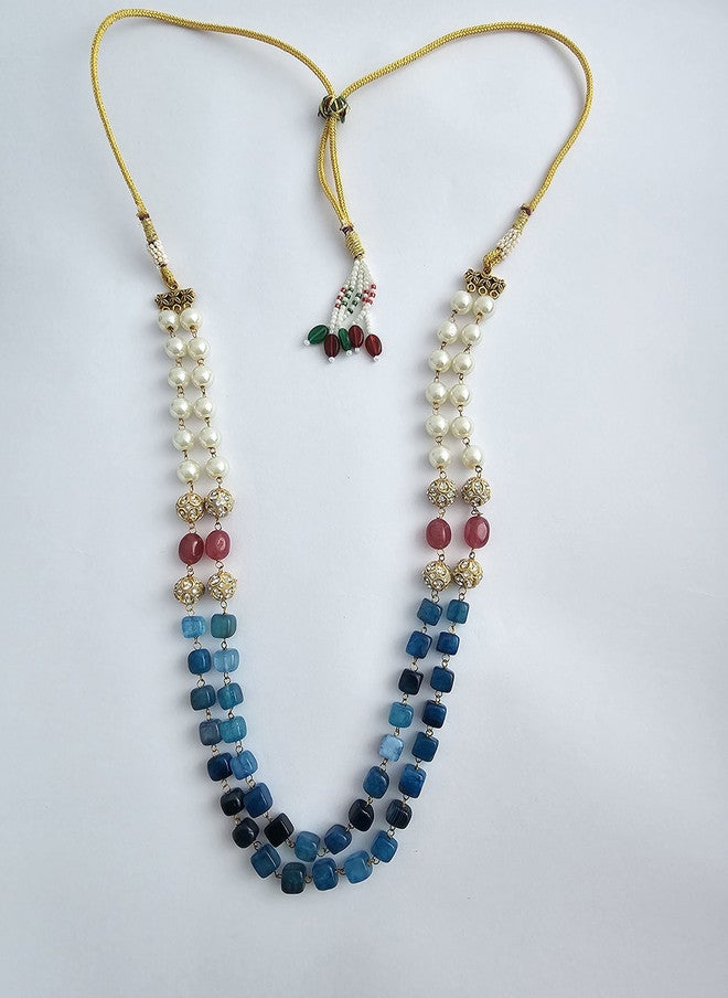 Binnis Wardrobe Gold-Plated Beaded Emerald Two Line Necklace - Image 3