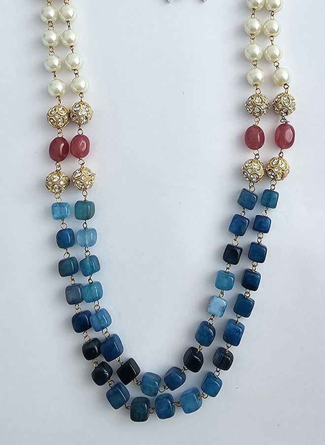 Binnis Wardrobe Gold-Plated Beaded Emerald Two Line Necklace - Image 4