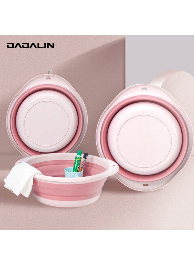 Jajalin Foldable Basin, Face Washing Basin For Home And Student Dormitory Use, Baby Basin, Portable Compressed Travel Basin, Small Size, Pink - Image 1
