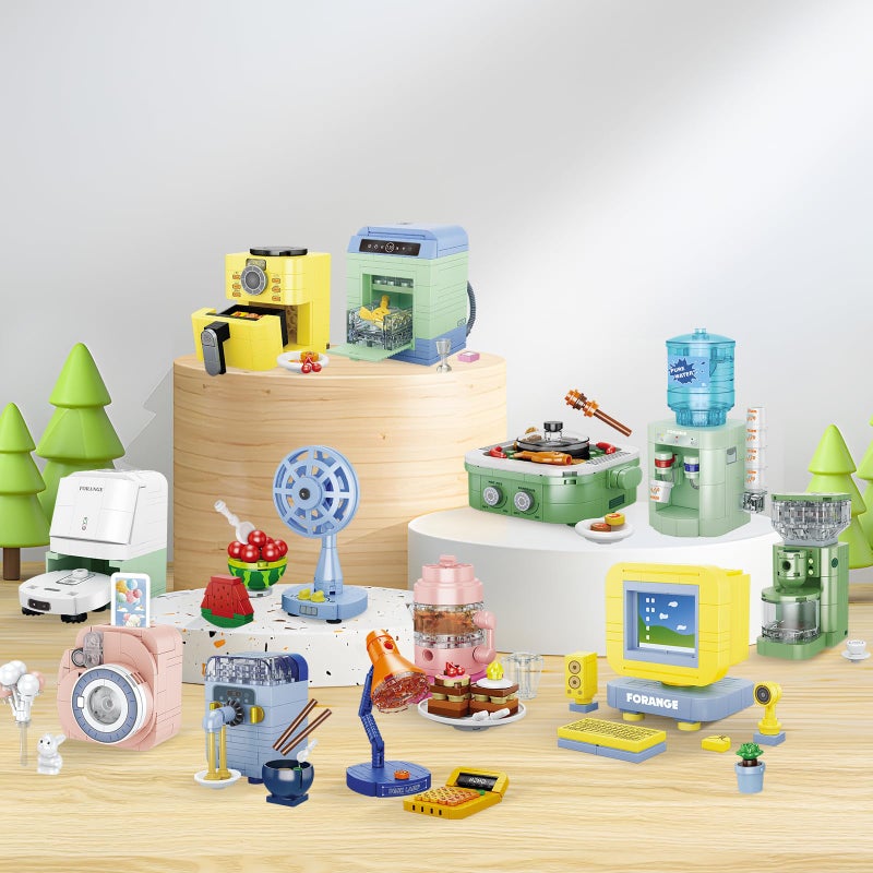JMBricklayer Furniture Building Sets, Includes 12 Mini Home Appliances Such as Camera, Computer, Electric Fan, Party Favors Building Kits, It Serves as Furniture for Decorating City Mansion Houses - Image 2