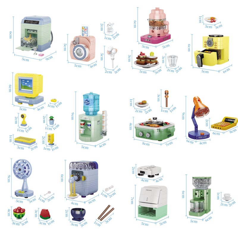 JMBricklayer Furniture Building Sets, Includes 12 Mini Home Appliances Such as Camera, Computer, Electric Fan, Party Favors Building Kits, It Serves as Furniture for Decorating City Mansion Houses - Image 3
