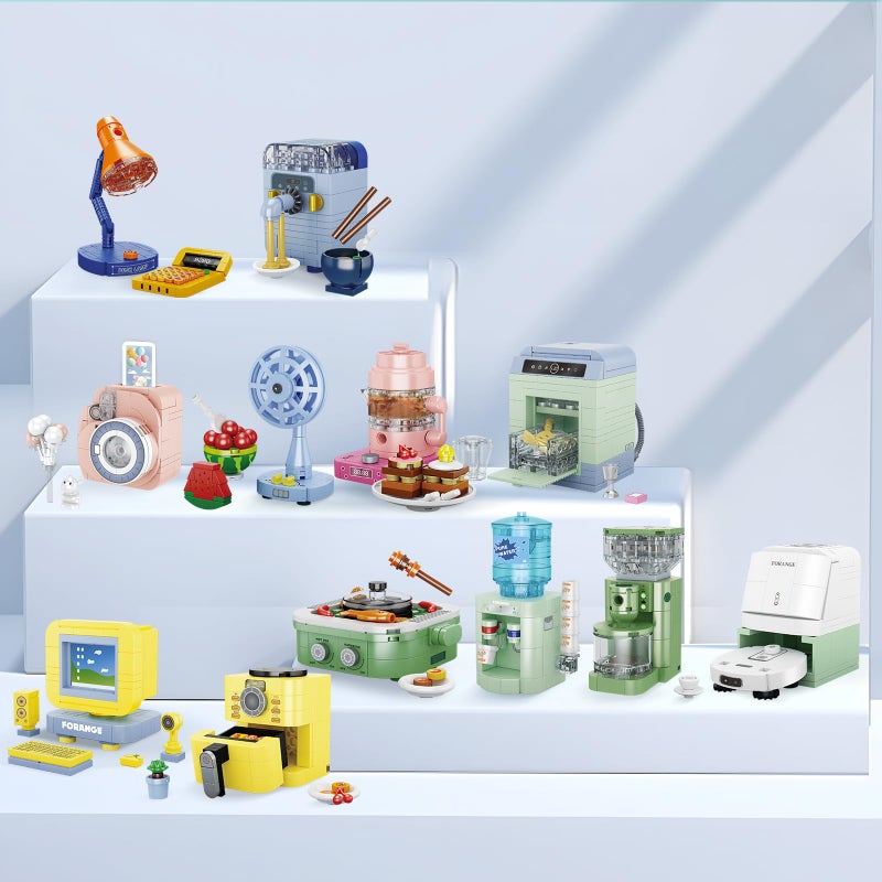 JMBricklayer Furniture Building Sets, Includes 12 Mini Home Appliances Such as Camera, Computer, Electric Fan, Party Favors Building Kits, It Serves as Furniture for Decorating City Mansion Houses - Image 5
