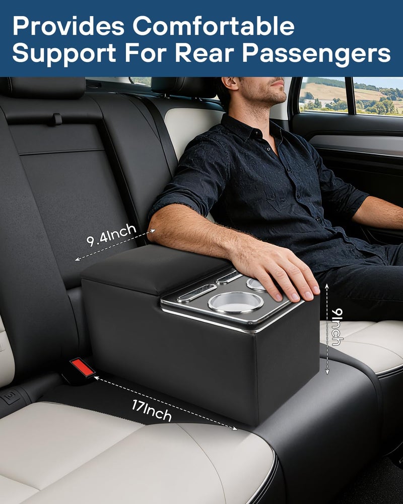 CEMOFE Universal Bench Seat Center Console, Center Console Organizer with Cup Holders, Designed for Durability and Style (Regular, Black) - Image 5