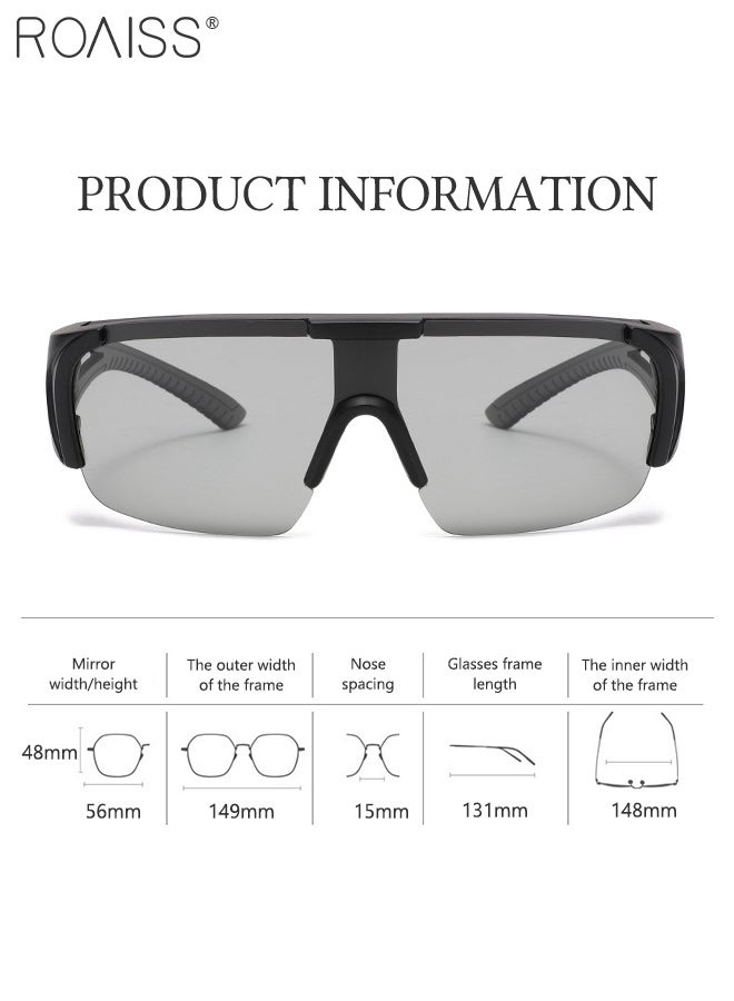 roaiss Men's Polarized Cycling Sunglasses, Photochromic Outdoor Sports Glasses, Anti-glare Sun Shades Suitable for Driving, Fishing, Playing Baseball, Cycling - Image 4