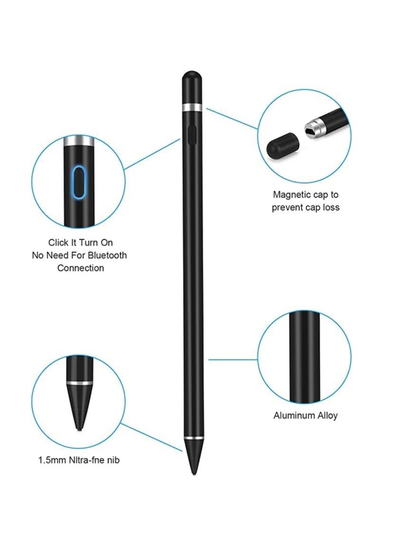 Rechargeable Touch Screen Pen Compatible with iPad and Most Tablets (Black) - Image 3