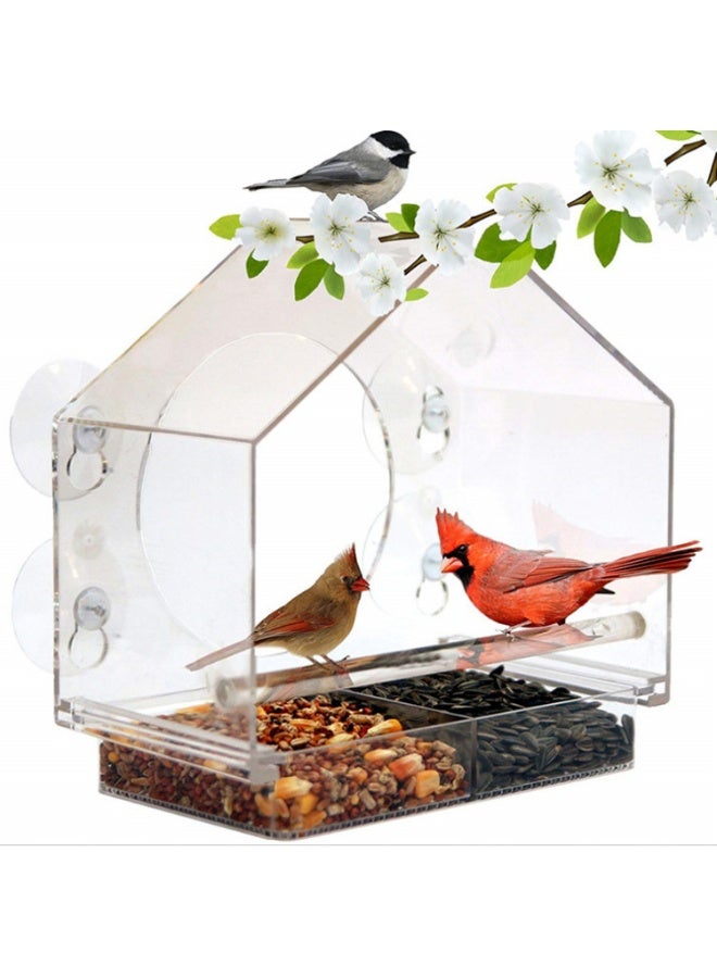 Anna Acrylic Transparent Outdoor Hanging Bird Feeder Tray - Image 2