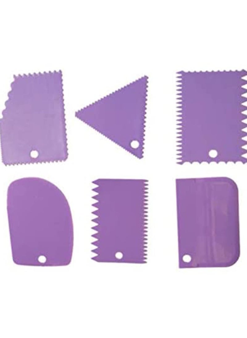 SOLARAE 6 Pcs/Set Baking Spatulas Pastry Dough Cutter Cake Bread Slicer Baking Pastry Tools Scraper Cake Blade Silicone Spatula For Cake Patisserie Scraper Decoration Tool (purple) - Image 1